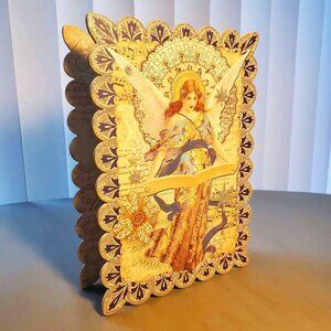 Punch Studio HEAVENLY ANGEL Scalloped Decorative Glitter Gift/Secret Box EUC